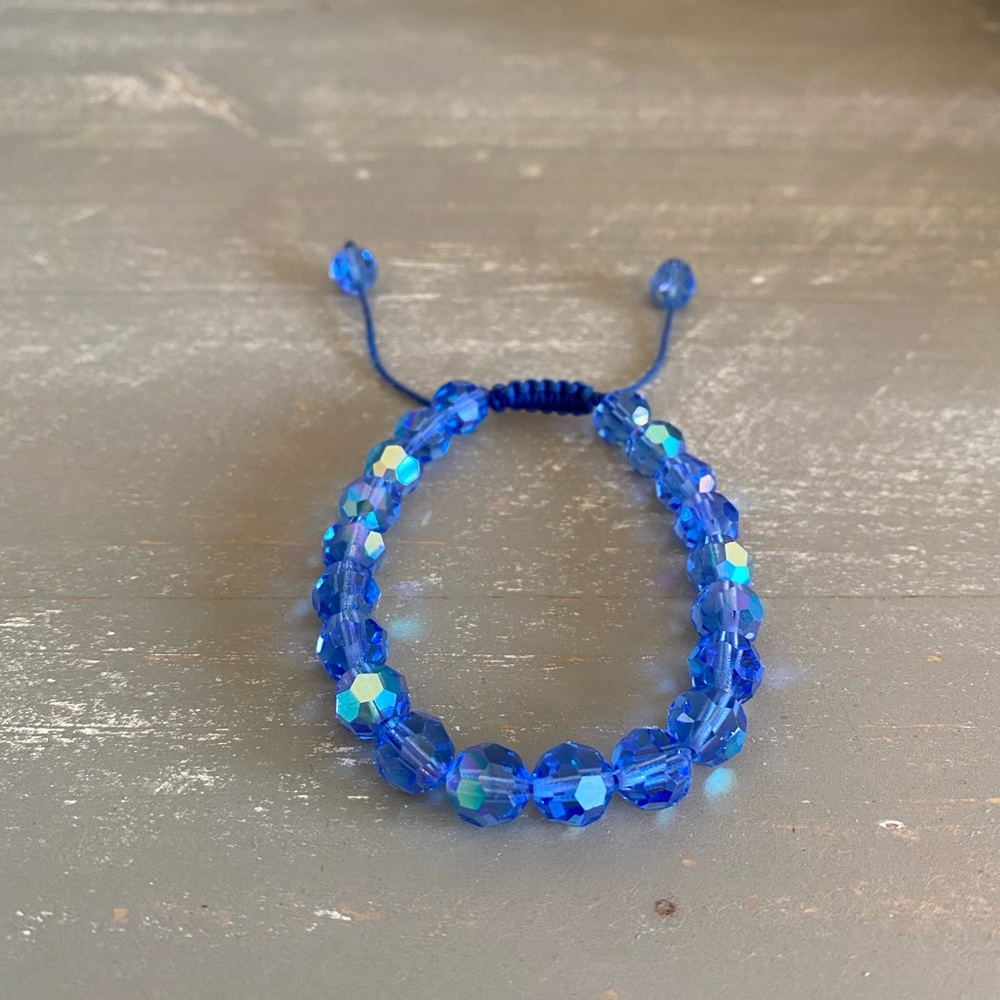 Blue Crystal Rock Adjustable Bracelet NEW shiny